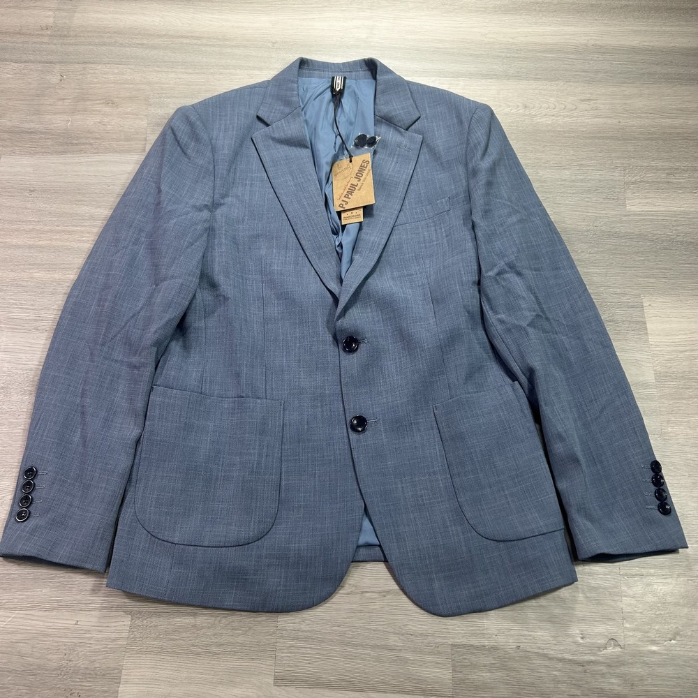 NEW PJ Paul Jones Blazer Mens Small Blue Stretch 2 Button Sport Coat Jacket